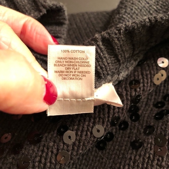 LOFT Charcoal Gray With Black Sequins Sweater Sz XS EUC - Picture 5 of 5